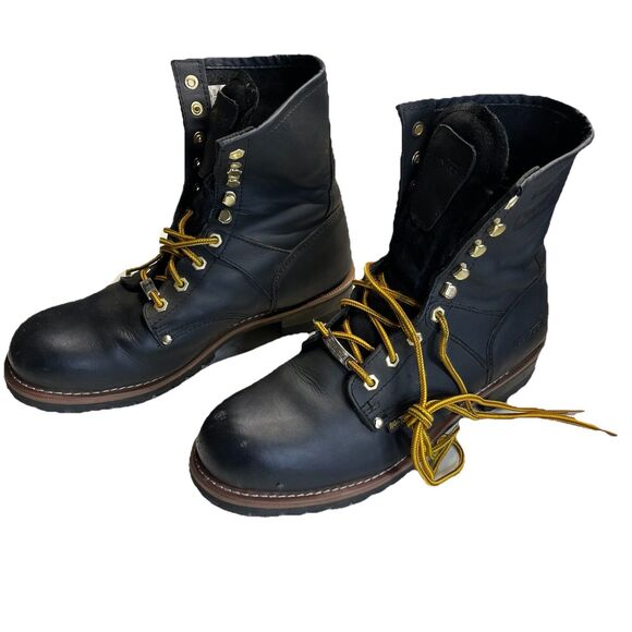 AdTech Men Black Leather Work Boots Stock No 1428 Steel Toe Size 13M Industrial main image 5